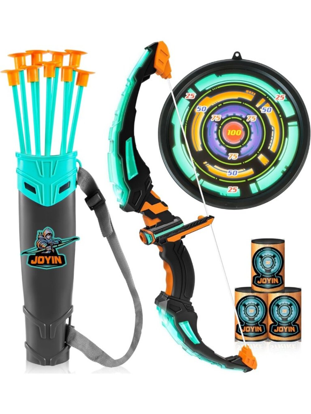 Light Up Kids Bow and Arrow Set with Suction Cup Arrows & Target - Fun